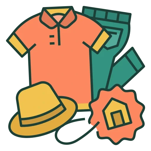 icona stilizzata colorata di magliette e pantaloni per la pagina abbigliamento su weed therapy