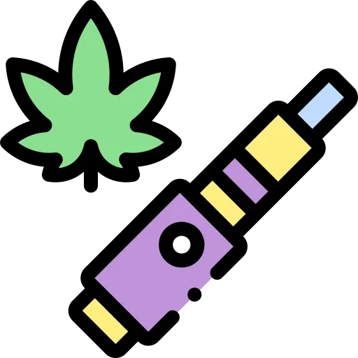 icona stilizzata colorata con foglia di cannabis e vaporizzatore per la pagina accessori vaporizzatori su weed therapy