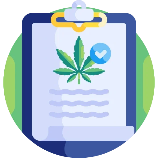 icona stilizzata colorata di un blocco note con fogli di marijuana legale per la pagina blog su weed therapy
