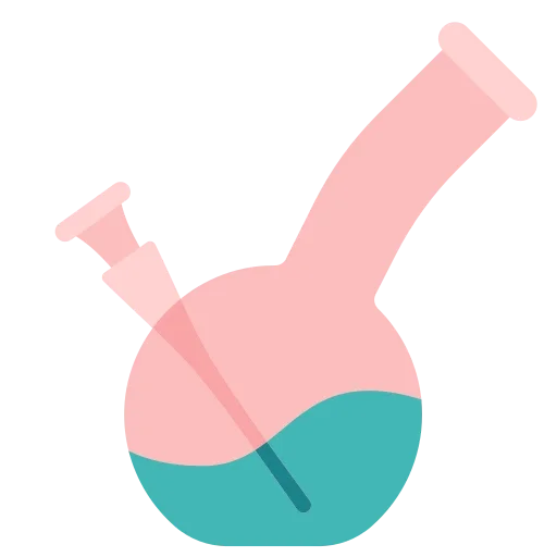 icona stilizzata colorata di un bong in vetro con acqua dentro per la pagina bong su weed therapy